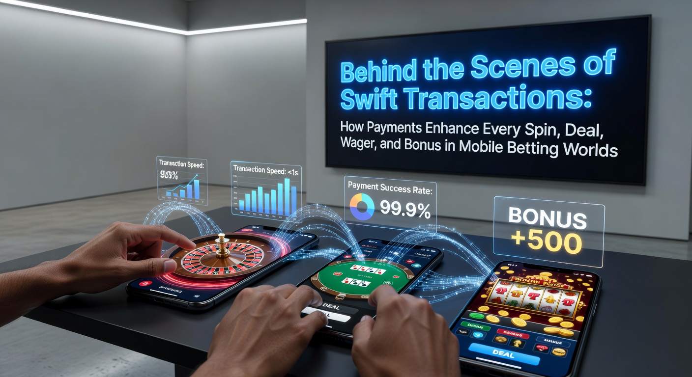Digital payment streams merging with vibrant mobile betting interfaces, showing instant deposits lighting up slot reels and wager buttons