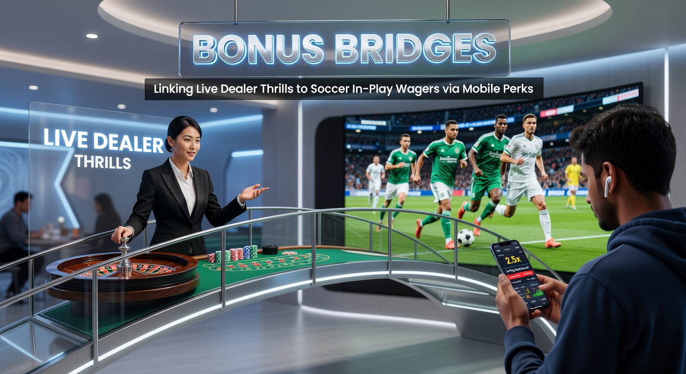 Dynamic split-screen view of soccer match in-play odds next to live dealer roulette wheel with mobile bonus notification