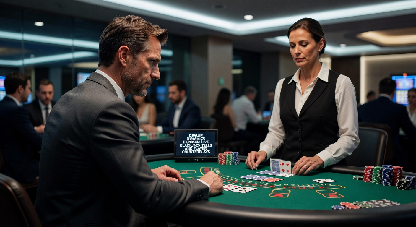 Live dealer at blackjack table showing subtle hand gestures during a high-stakes hand