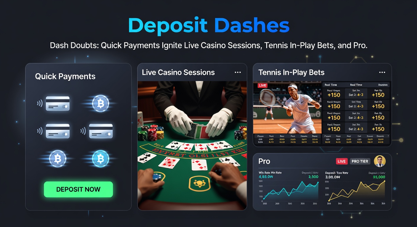 Vibrant scene depicting tennis in-play betting excitement fueled by instant deposits alongside live casino and slot interfaces