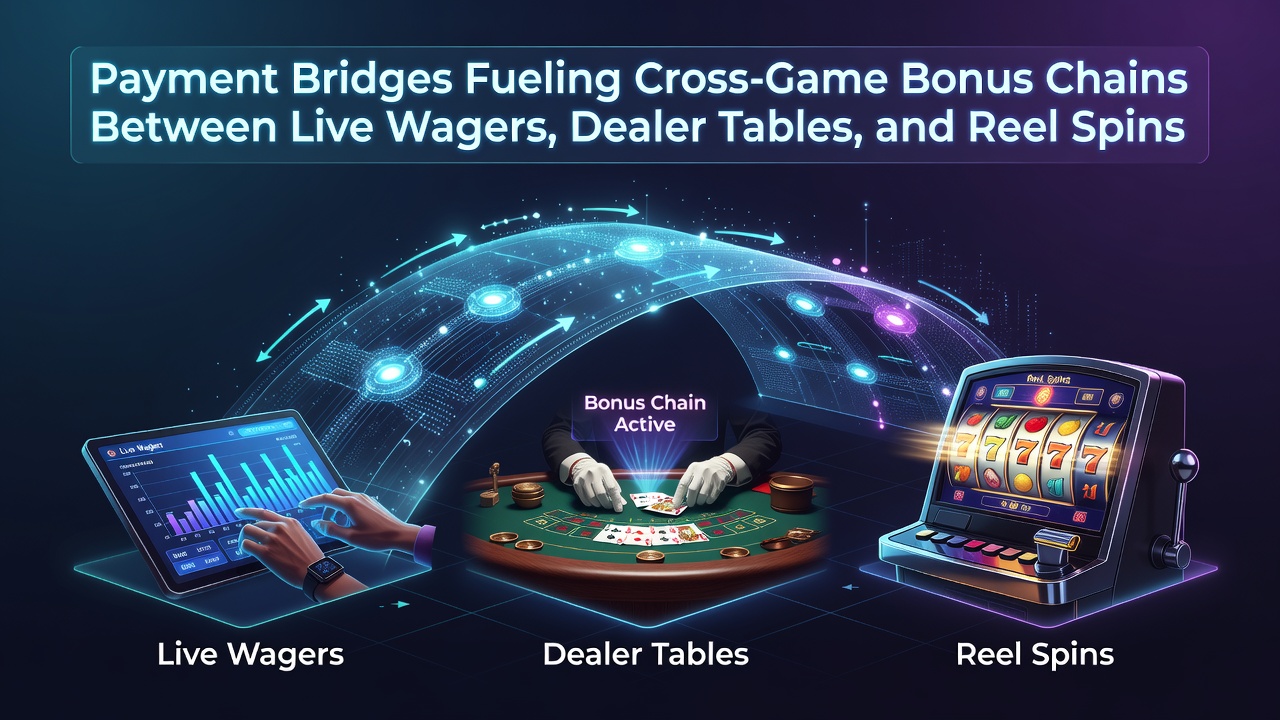Close-up of smartphone screen showing bonus chain progression from live wager to slot reel with payment confirmation overlay