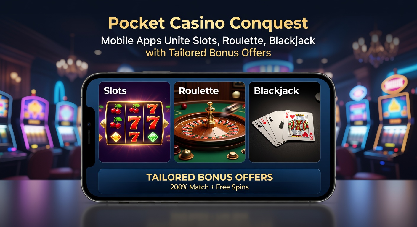 Vibrant mobile casino app interface displaying slots, roulette wheel, blackjack table, and bonus notifications on a smartphone screen