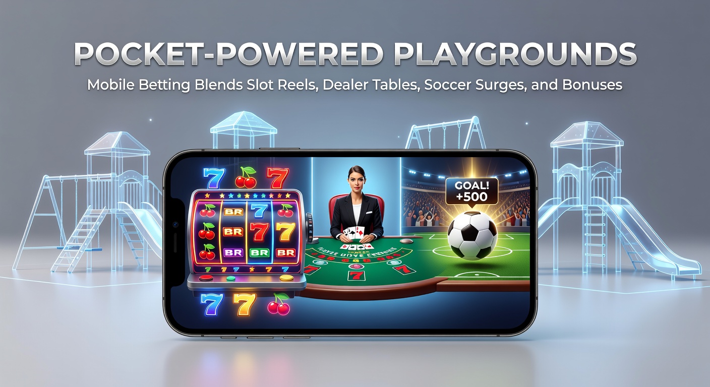 Dynamic split-screen mobile app interface displaying live soccer bet slip, spinning slot reel, dealer at roulette table, and bonus popup with payment confirmation