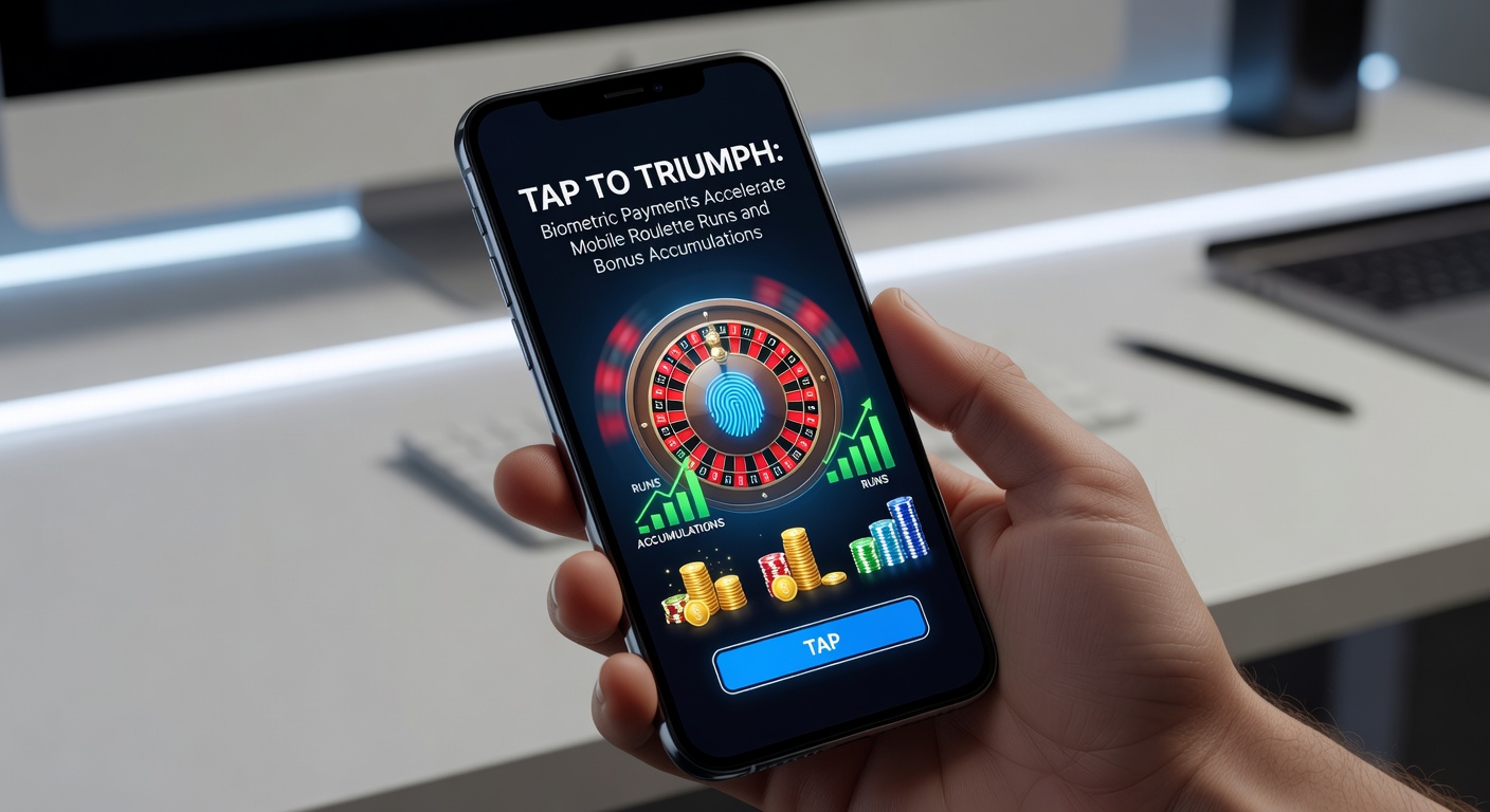 Smartphone displaying biometric payment confirmation during a mobile roulette spin session, highlighting seamless finger-tap authentication